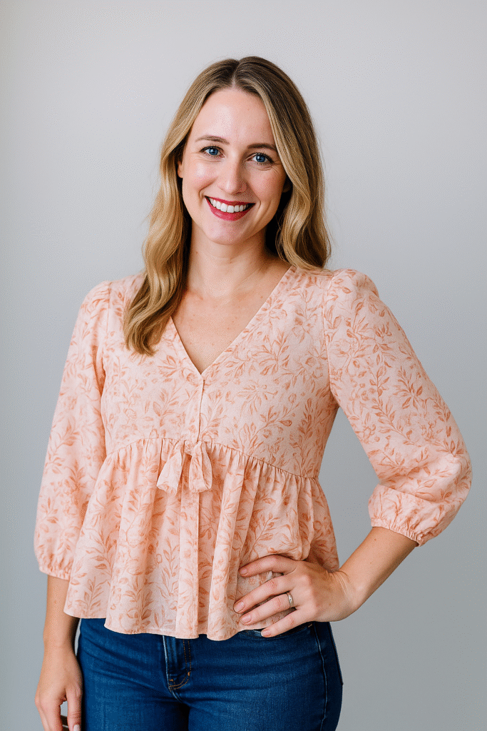 V-Neck Peplum Floral Top