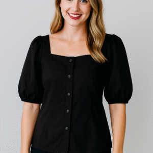 Black Puff Sleeve Top