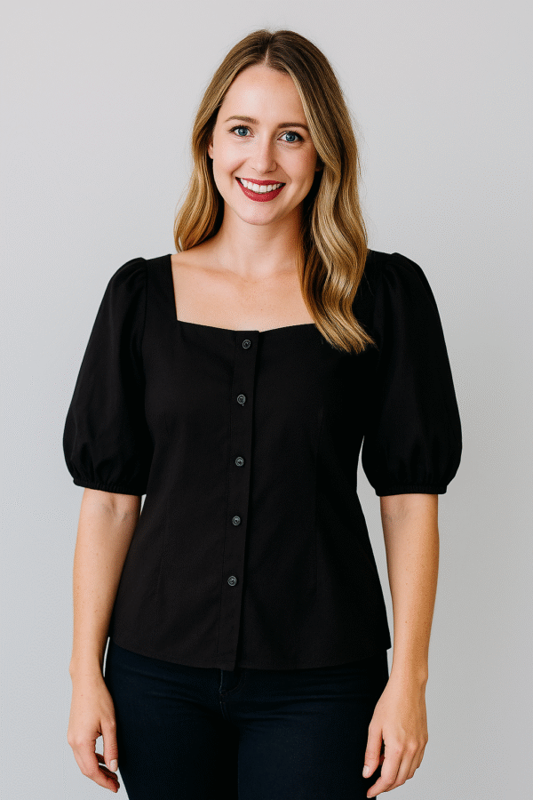 Black Puff Sleeve Top