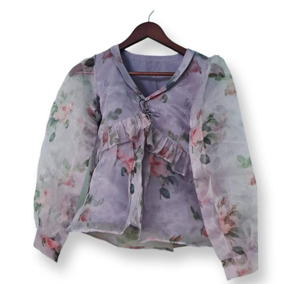 Floral Organza Ruffle Top