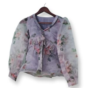 Floral Organza Ruffle Top