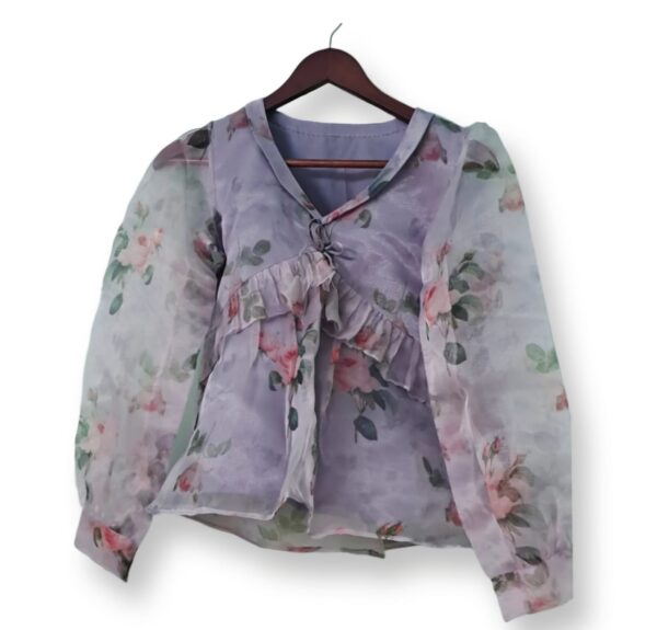 Floral Organza Ruffle Top - Image 3