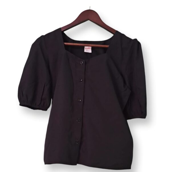 Black Puff Sleeve Top - Image 3